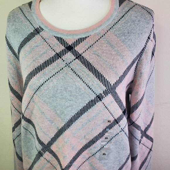 Charter Club Womens Grey Argyle Knit Sweater XL - Picture 6 of 11